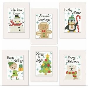NWT Herrschner’s Winter Festivities Greeting Cards Cross Stitch Kit